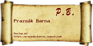 Prazsák Barna névjegykártya